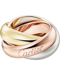 Cartier - Extra Large Yellow, White And Rose Gold Trinity Ring - Lyst