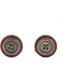 Tateossian - Stainless Steel And Ruby Button Cufflinks - Lyst