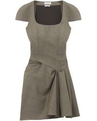 McQueen - Wool Gathered Mini Dress - Lyst