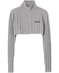 Miu Miu - Wool-Cashmere Cropped Cardigan - Lyst