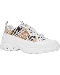 vintage check cotton and nubuck arthur sneakers