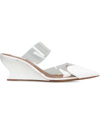 Alaïa - Leather-Pvc Le Coeur Wedge Mules 60 - Lyst