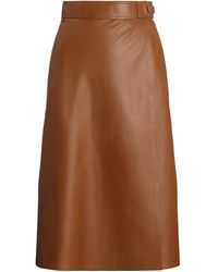 Ralph Lauren - Lambskin A-Line Midi Skirt - Lyst