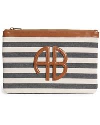 ポーチ Lili Pouch - ANINE BING - Cotton - Multicolor ANINE BING Lili Pouch - Black And Natural Stripe