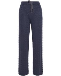 Brunello Cucinelli - Cable-knit Sequinned Sweatpants - Lyst