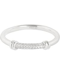 Astrid & Miyu - Rhodium-Plated Pavé Knot Ring - Lyst