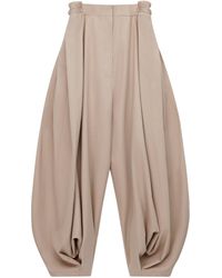 Loewe - Cotton-Silk Draped Barrel-Leg Trousers - Lyst