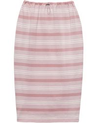 Prada - Mohair-Wool Stripe Midi Skirt - Lyst