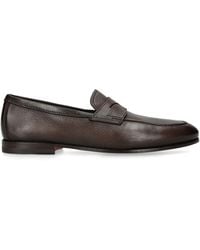 Santoni - Grained Leather Carlos Loafers - Lyst