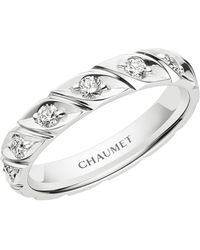 Chaumet - Platinum And Diamond Torsade De Wedding Ring - Lyst