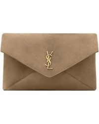 Saint Laurent - Large Suede Cassandre Envelope Pouch - Lyst