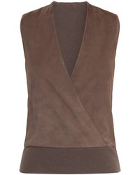 Max Mara - Wool-Cashmere-Lamb Suede Sleeveless Wrap Waistcoat - Lyst