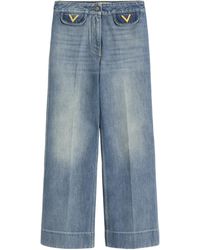 Valentino - Vlogo Wide-Leg Jeans - Lyst