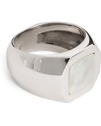Emanuele Bicocchi Sterling Silver And Mother-of-pearl Chevalier Ring - Metallic