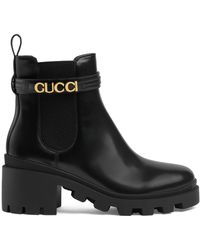 Gucci - Leather Logo-strap Ankle Boots 60 - Lyst