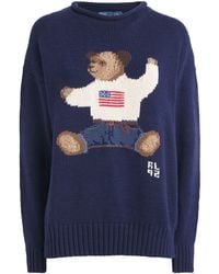 Polo Ralph Lauren - Cotton-Linen Sitting Polo Bear Sweater - Lyst
