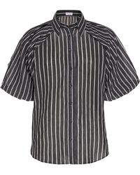 Brunello Cucinelli - Cotton-silk Striped Shirt - Lyst