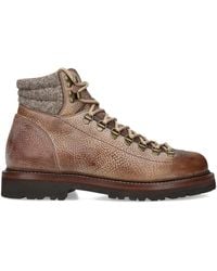 Brunello Cucinelli - Leather Lace-Up Hiker Boots - Lyst