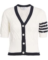 Thom Browne - Argyle Pointelle Knit Cardigan - Lyst