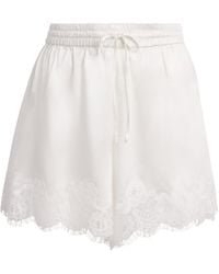 Fleur du Mal - Stretch-Silk Lace-Trim Juliet Shorts - Lyst