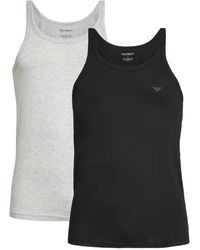 Emporio Armani - Cotton Logo Vests (pack Of 2) - Lyst