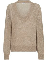 Brunello Cucinelli - Sparkling V-Neck Sweater - Lyst