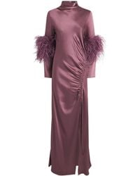 LAPOINTE - Satin Feather-Trimmed Gown - Lyst