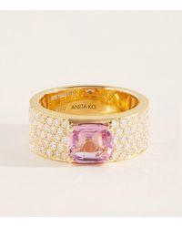 Anita Ko - Diamond And Sapphire Wide Band Ring - Lyst