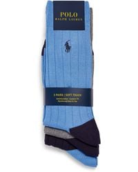 Polo Ralph Lauren - Ribbed Polo Pony Crew Socks (pack Of 3) - Lyst