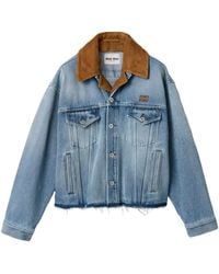 Miu Miu - Denim And Suede Jacket - Lyst