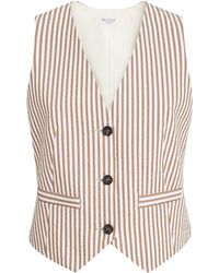Brunello Cucinelli - Techno Cotton Seersucker Stripe Vest - Lyst