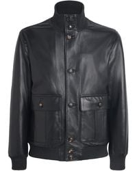 Pal Zileri - Lambskin Button-Up Bomber Jacket - Lyst
