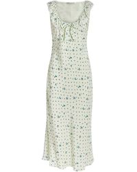 Alessandra Rich - Silk Lace-Trim Maxi Dress - Lyst