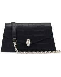 McQueen - Mini Croc-Embossed Skull Shoulder Bag - Lyst