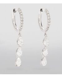 Anita Ko - White Gold And Diamond Huggie Hoop Three-drop Earrings - Lyst