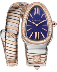 BVLGARI - Small Rose, Stainless Steel And Diamond Serpenti Tubogas Studs Watch - Lyst
