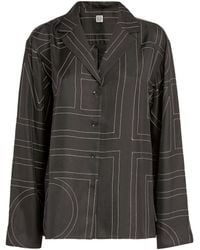 Totême - Silk Embroidered-monogram Shirt - Lyst