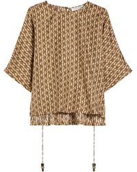 Max Mara - Silk Printed Short-Sleeve Blouse - Lyst