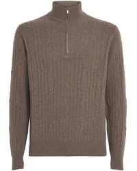 FIORONI CASHMERE - Cashmere Cable Knit Quarter-Zip Sweatshirt - Lyst