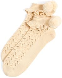 Valentino - Cotton-Blend Pom-Pom Socks - Lyst