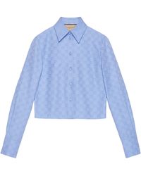 Gucci - Oxford Cotton Gg Supreme Shirt - Lyst