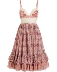 Dolce & Gabbana - Silk-Cotton Floral Corset Midi Dress - Lyst