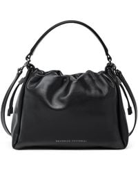 Brunello Cucinelli - Small Leather Mellow Bucket Bag - Lyst