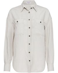 Brunello Cucinelli - Garment-dyed Linen-cotton Shirt - Lyst