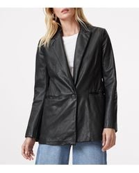AllSaints - Leather Deri Blazer - Lyst