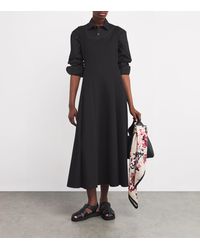 Max Mara Patty Pleated Cotton Midi Dress in Blue | Lyst