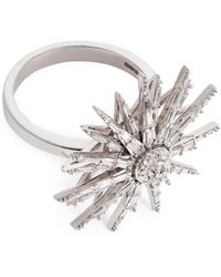 BeeGoddess - White Gold And Diamond Star Light Jardin Ring (size 51) - Lyst