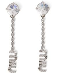 Miu Miu - Crystal-Embellished Logo Drop Earrings - Lyst