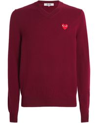 COMME DES GARÇONS PLAY - Wool V-Neck Heart Sweater - Lyst