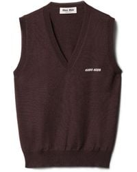 Miu Miu - Wool Logo Sweater Vest - Lyst